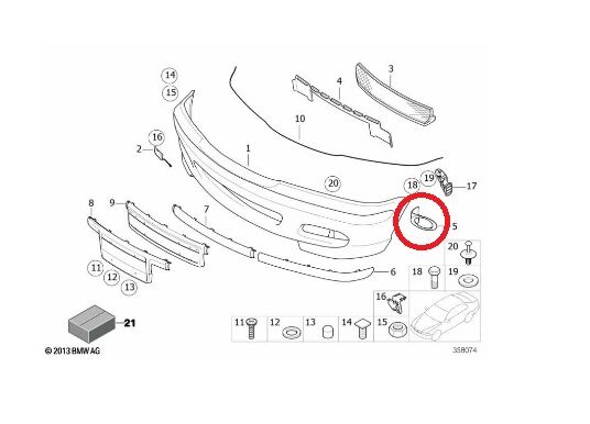 BMW 3 SERİSİ ÖN TAMPON SİS FAR ÇERÇEVESİ - L - M - E46 YAN SANAYİ